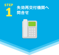 STEP1　失効再交付機関へ問い合わせ